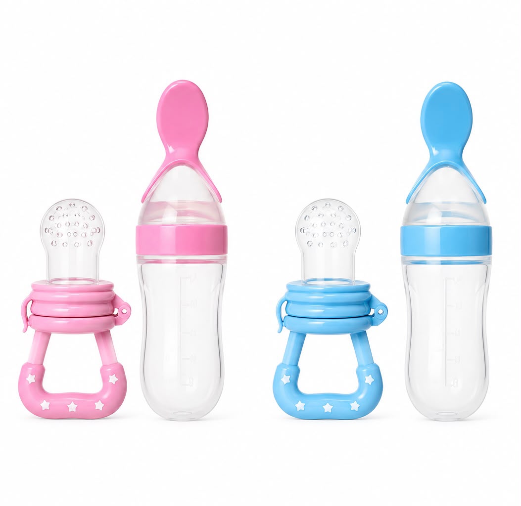 Baby Fruit Feeder Pacifier with Silicone Spoon Bottle Set