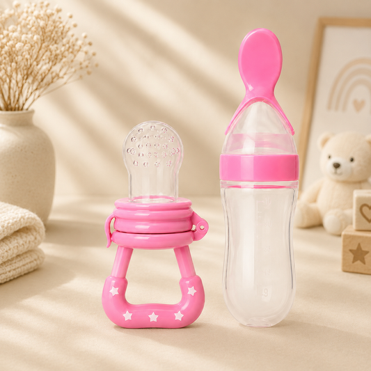 Baby Fruit Feeder Pacifier with Silicone Spoon Bottle Set