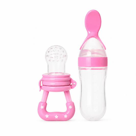 Baby Fruit Feeder Pacifier with Silicone Spoon Bottle Set